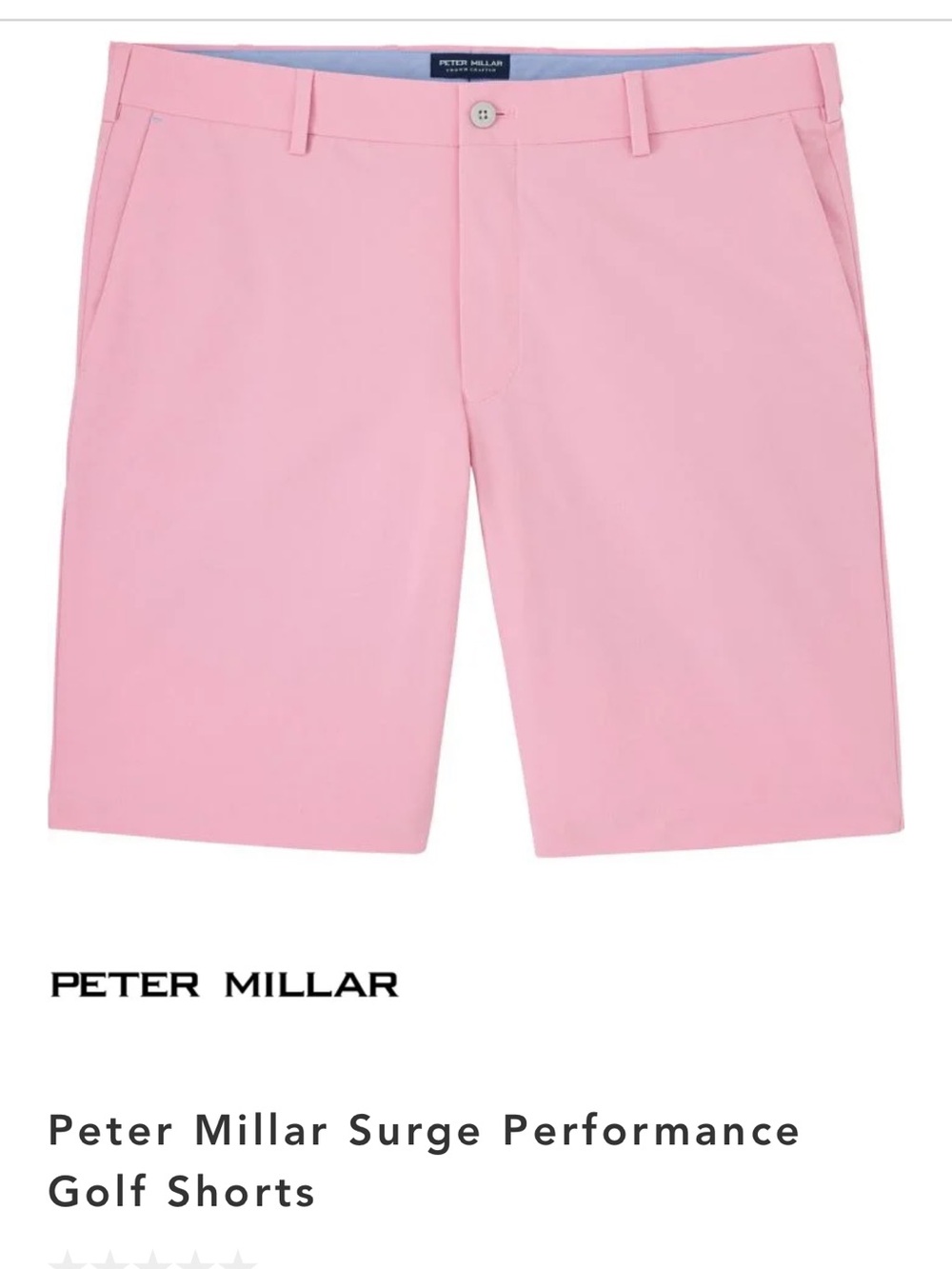 Peter Millar Light Pink Performance Golf Shorts